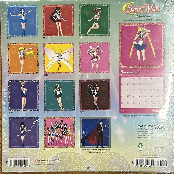 Brand new Sailor moon 2024 sq wall Calendar - Picture 2 of 2